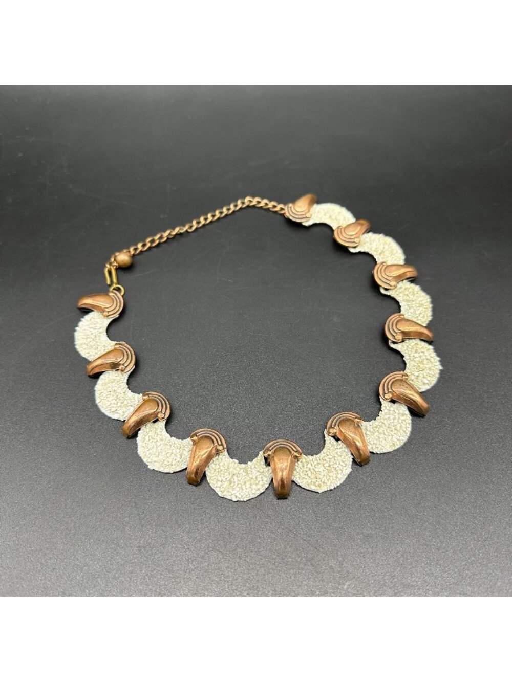 Vintage Matisse Renoir Copper Necklace California Dreaming White Pebble Choker